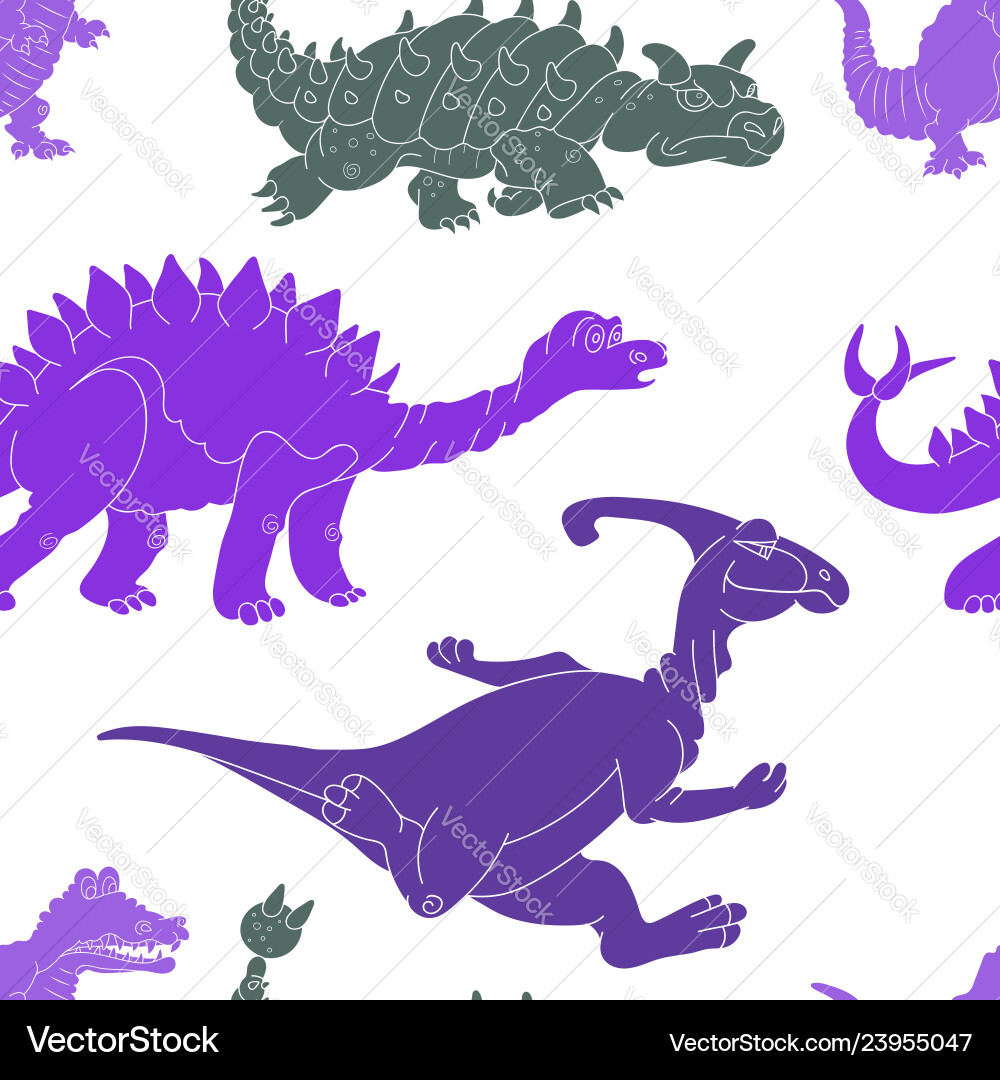 A seamless repeating pattern of dinosaurs A seamless repeating pattern of dinosaurs vector image