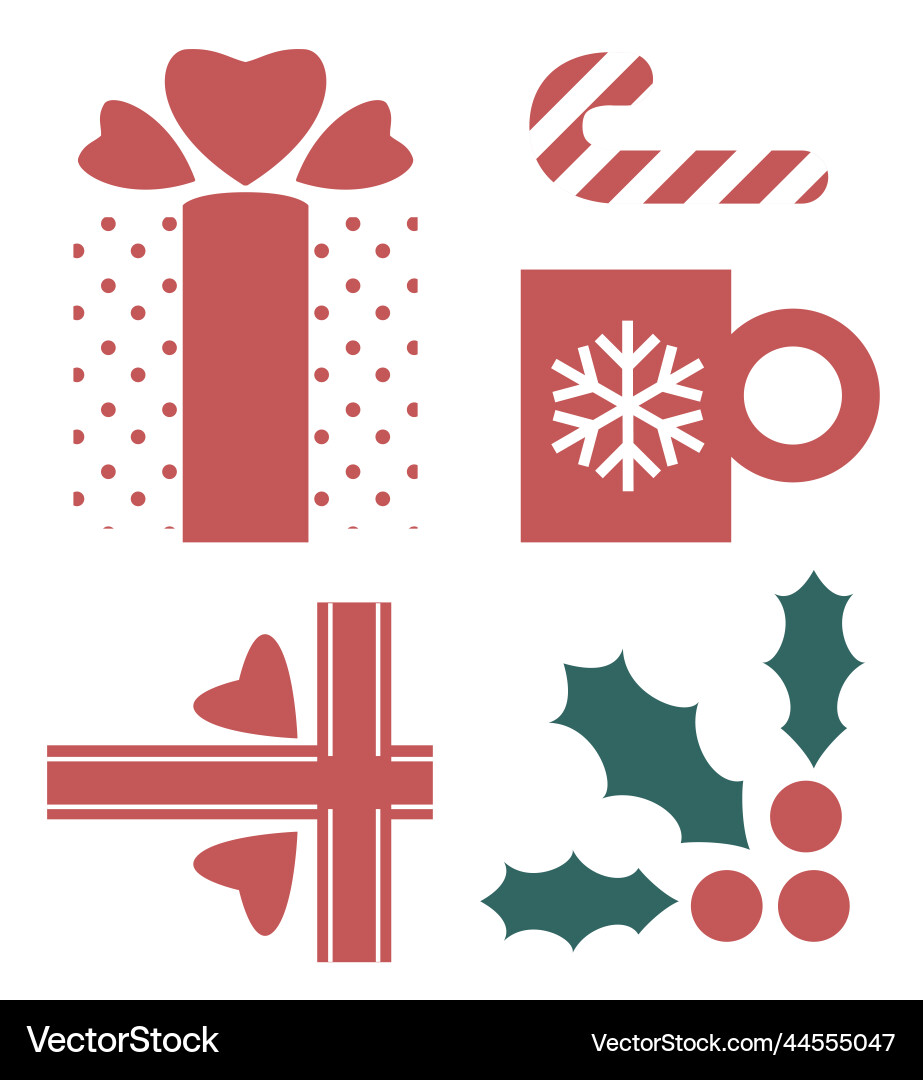 Christmas and new year symbols presents gifts Christmas and new year symbols presents gifts vector image