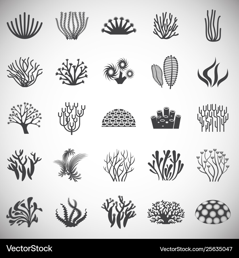 Coral icons set on background for graphic and web Vector Image