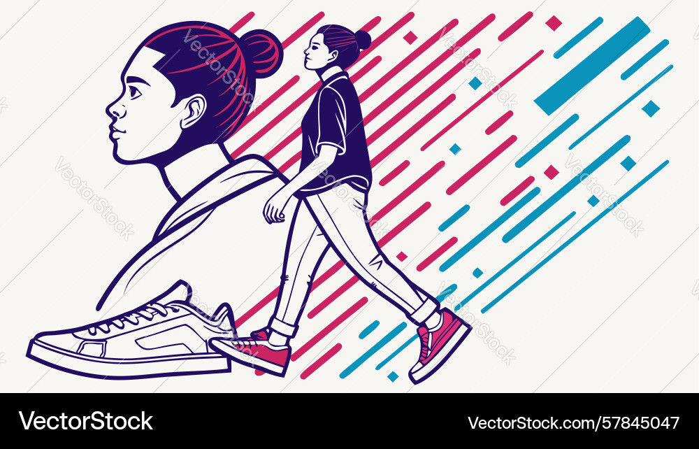 Female runner in motion with dynamic trailing Vector Image