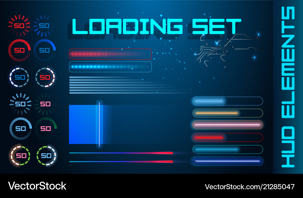 Futuristic Loading Bars & UI Elements vector image