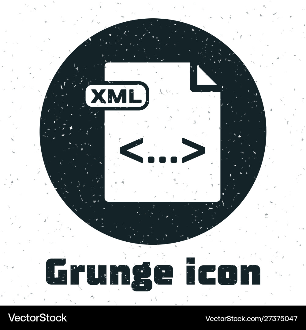 Grunge xml file document download button icon Grunge xml file document download button icon vector image