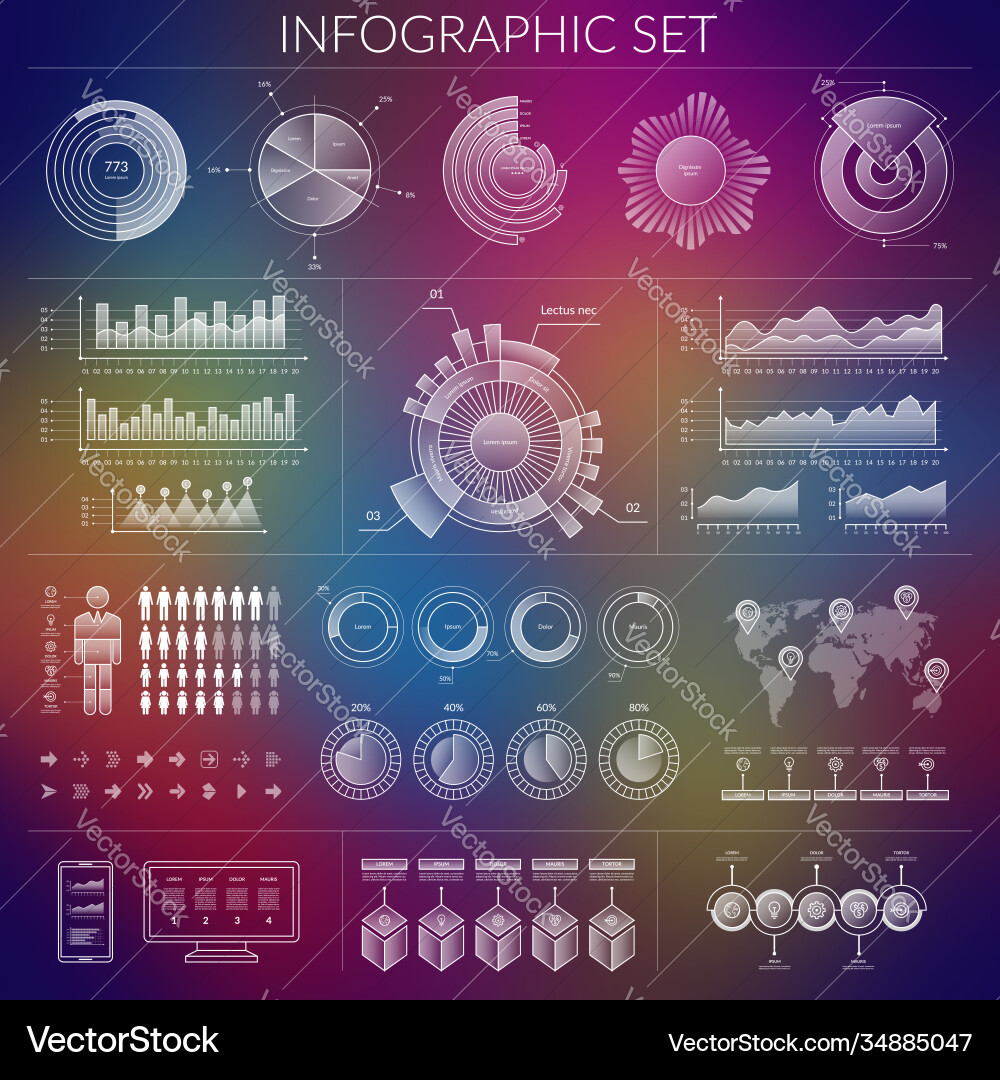 HUD Infographic UI Elements Set vector image