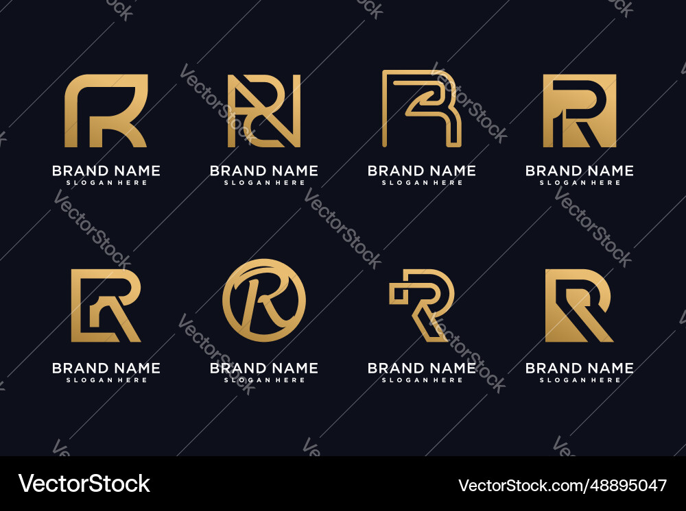 Letter r design element icon collection vector image