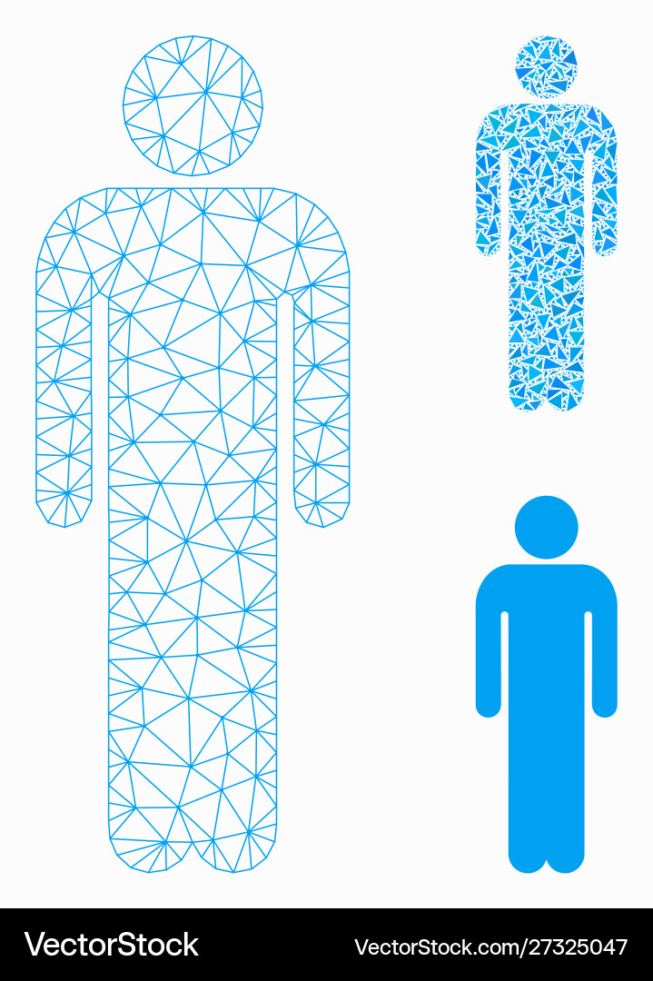 Man mesh network model and triangle mosaic Man mesh network model and triangle mosaic Vector Image