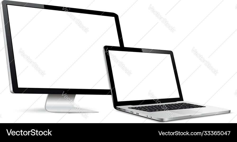 Responsive design computer display with laptop Responsive design computer display with laptop Vector Image