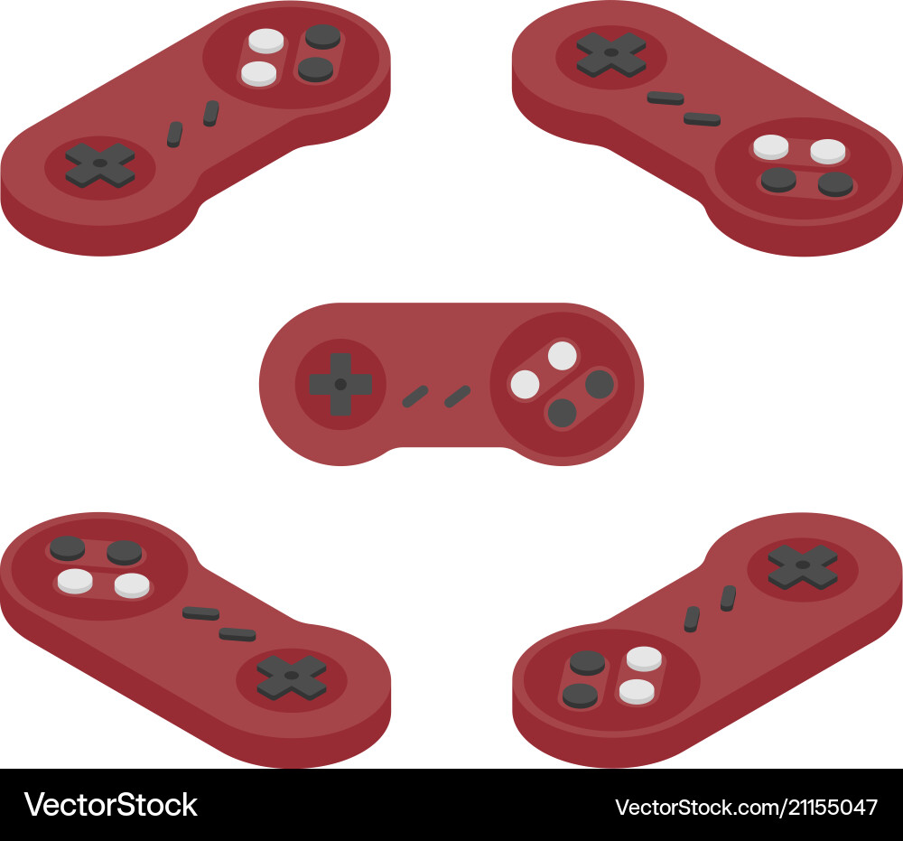 Retro console gamepad in isometric view vector image