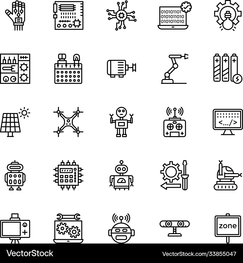 Robotics engineering line icons Robotics engineering line icons Vector Image