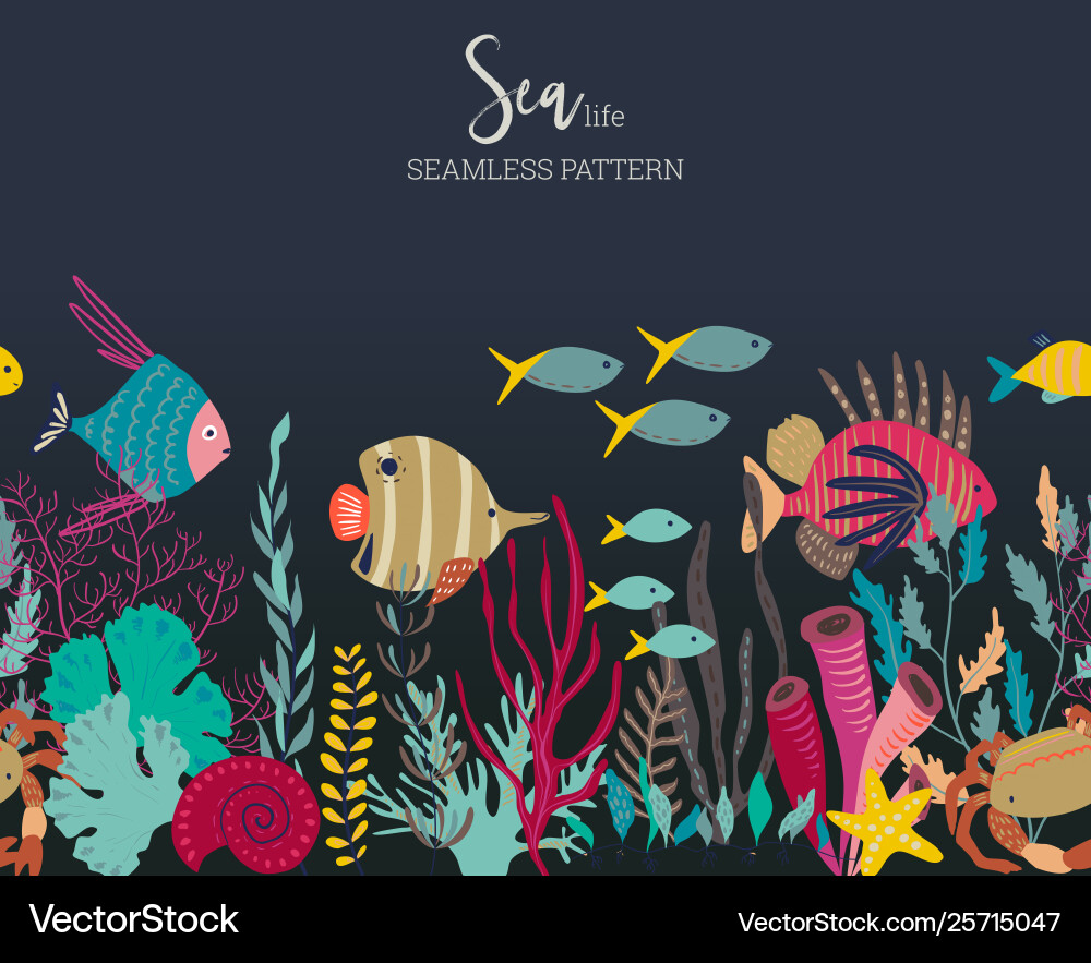 Seamless pattern with underwater ocean Seamless pattern with underwater ocean vector image