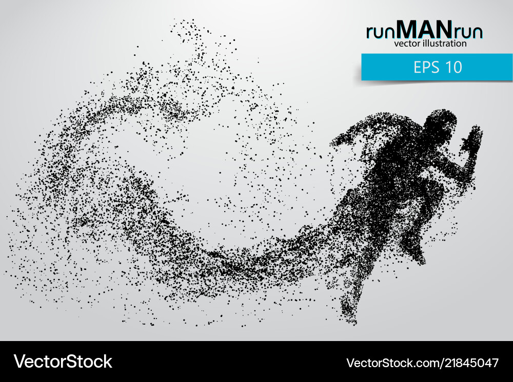 Silhouette of a running man from particles Vector Image