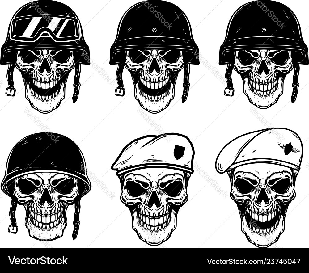 Soldier Skulls with Berets Vector Image