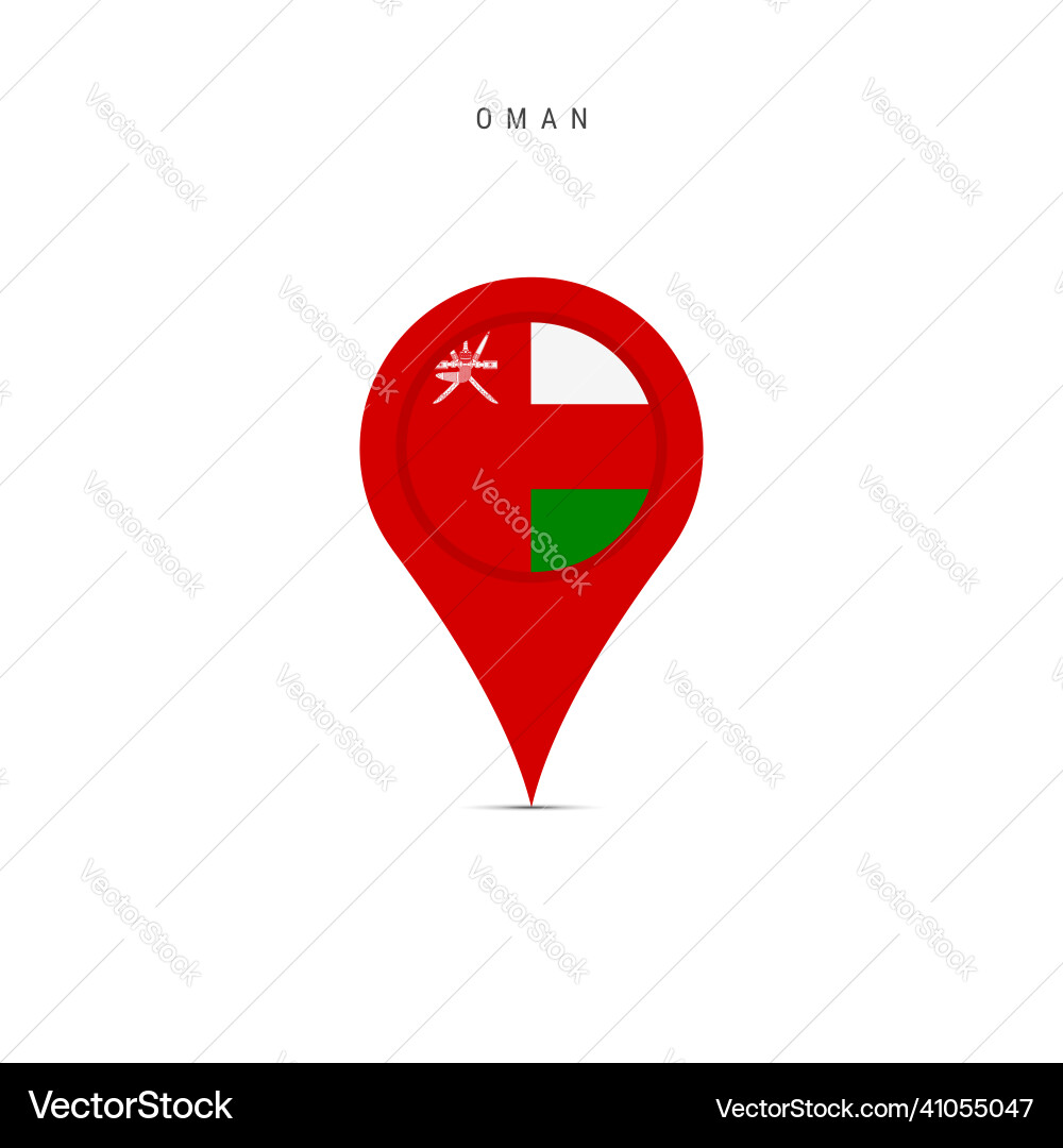 Teardrop map marker with flag of oman flat Vector Image