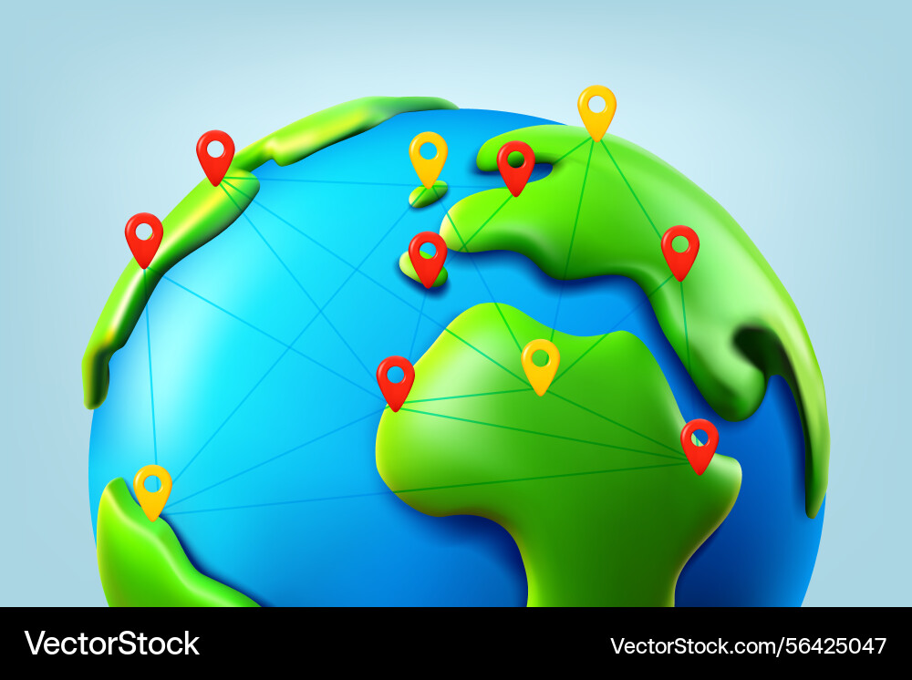World network abstract scheme on map vector image
