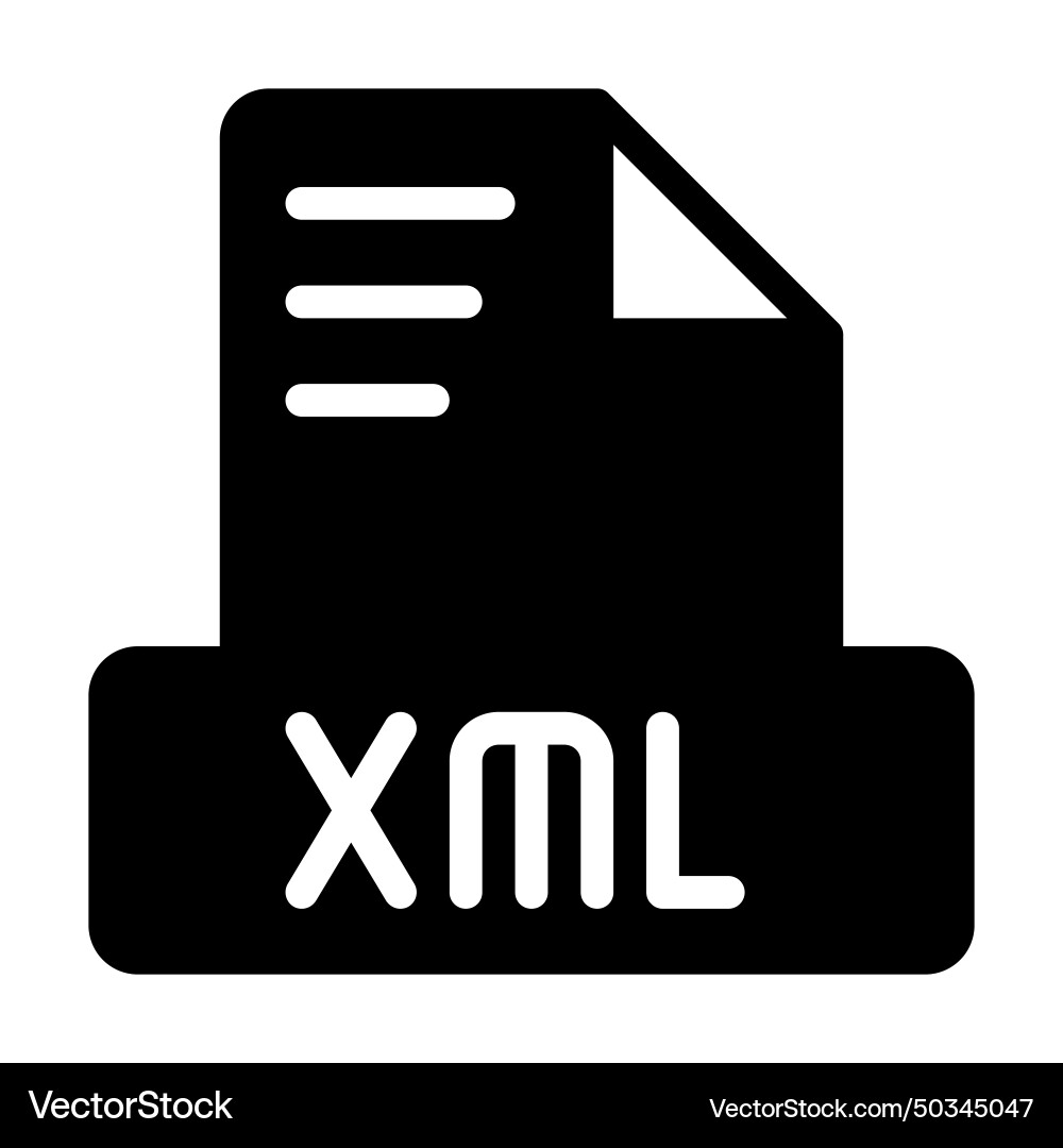 Xml Datei-Symbol Solid Style Symbol Text Xml Datei-Symbol Solid Style Symbol Text vektorbild