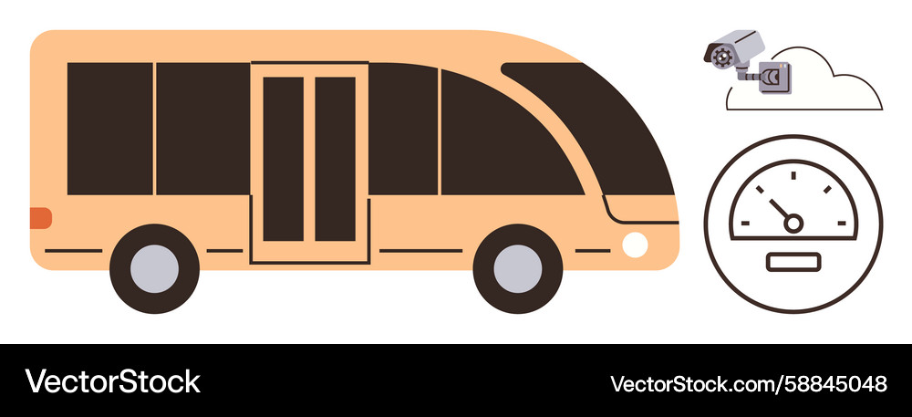 Autonomous bus with security camera cloud Autonomous bus with security camera cloud Vector Image