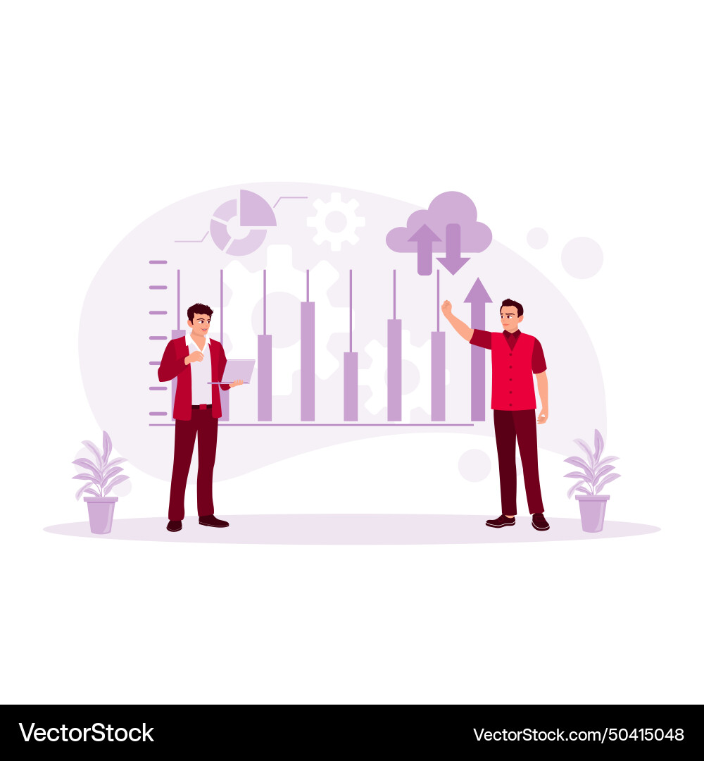 Businessman upload and downloads data vector image