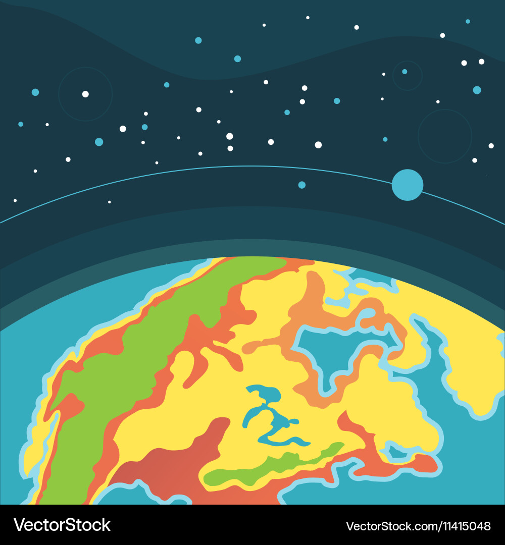 Earth in outer space cosmic background with planet Vector Image