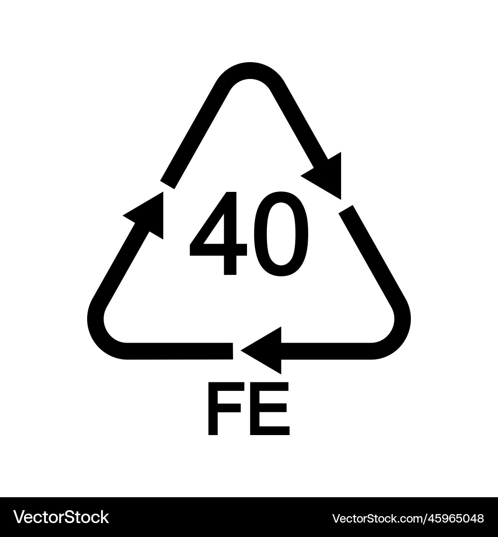 Fe 40 recycle sign in triangular shape with arrows Fe 40 recycle sign in triangular shape with arrows vector image