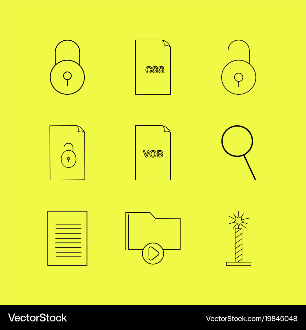 Files and folders linear icon set simple outline Vector Image