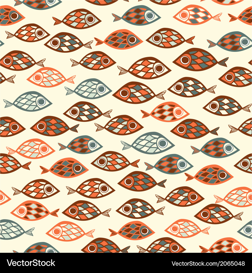 Fish pattern in abstract style vector image