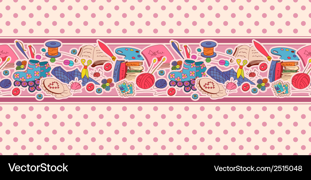 Horizontal seamless pattern with hobby items Vector Image