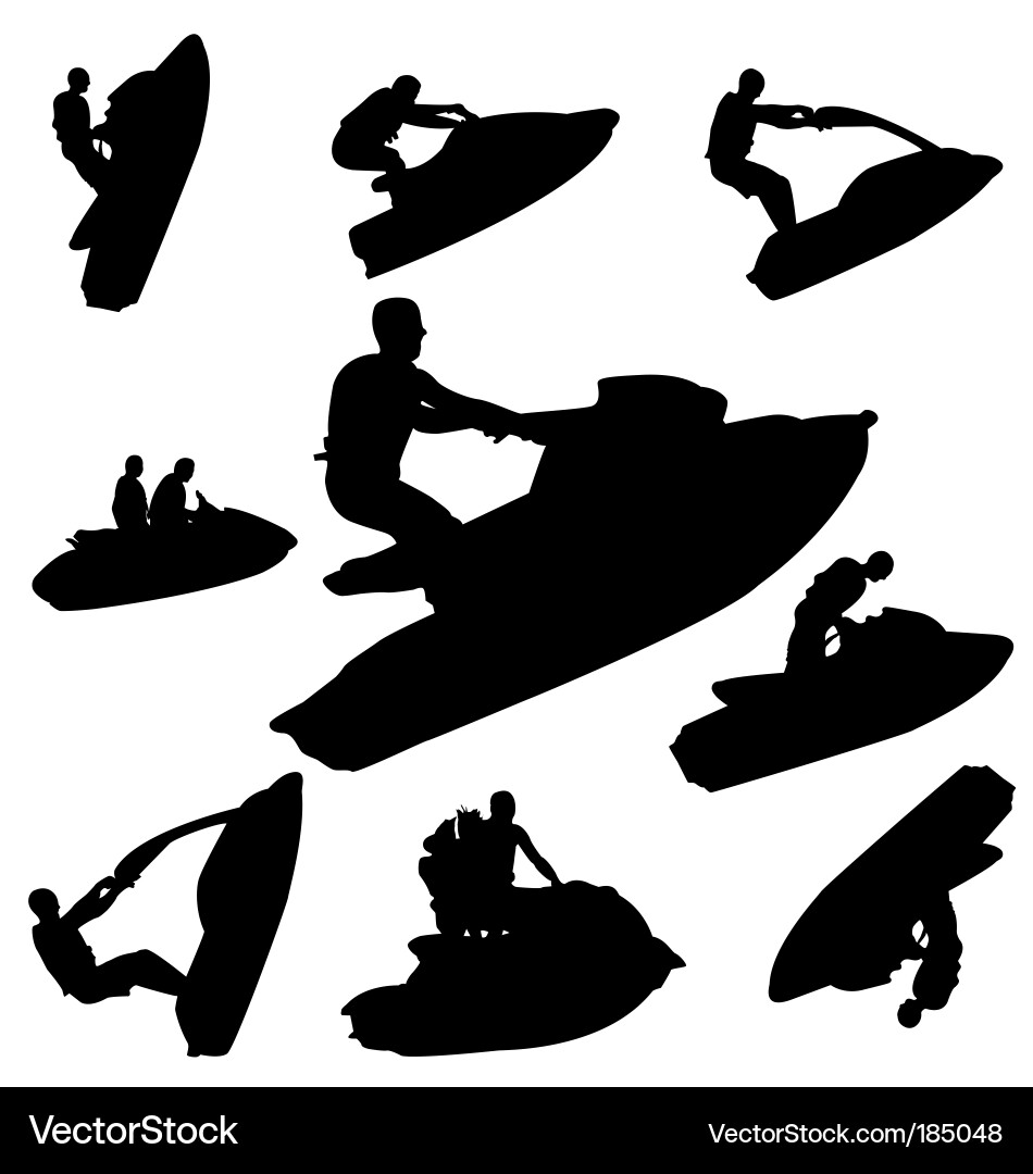 Jet Ski Silhouettes Vector Image