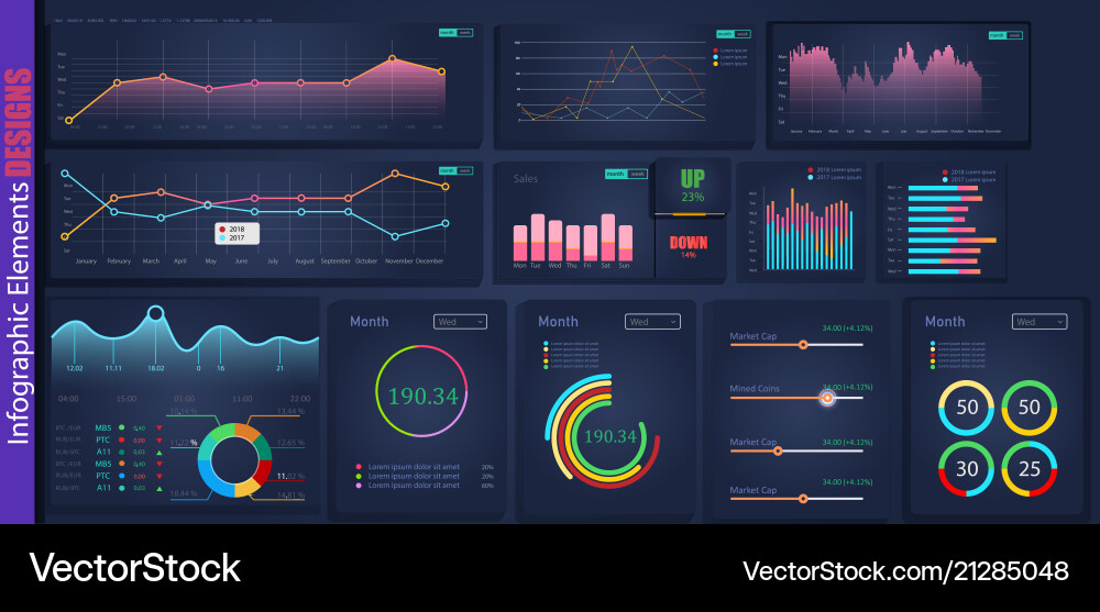 Modern Web Analytics Charts vector image
