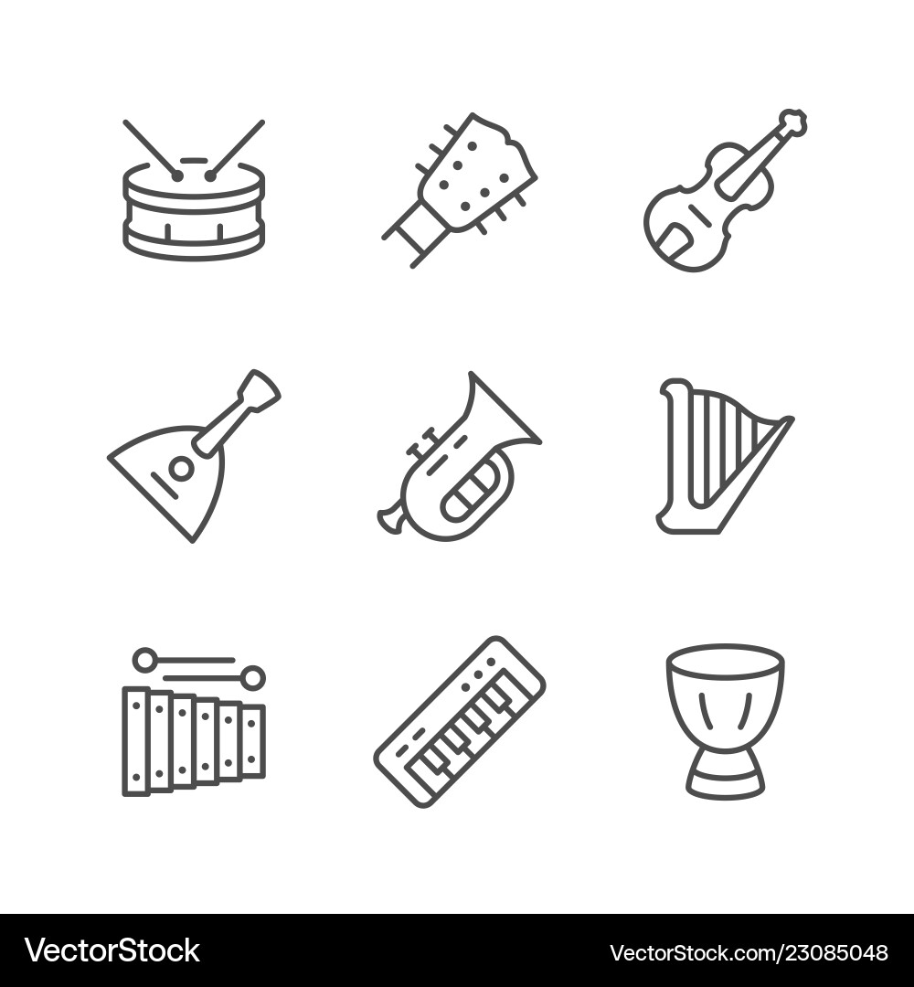 Music Instrument Line Icons Vector Image