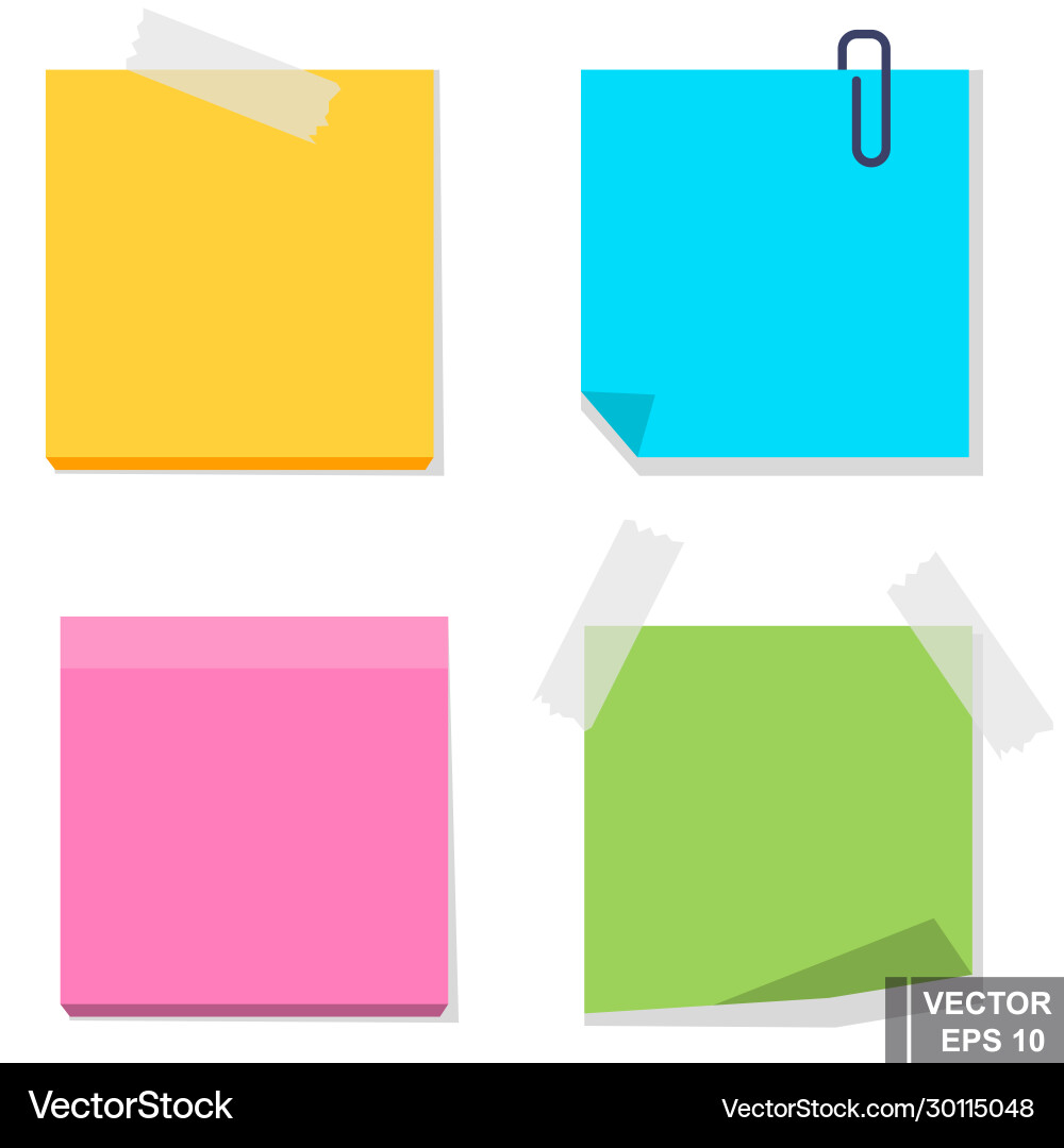 Paper for notes multicolored set isolated Vector Image