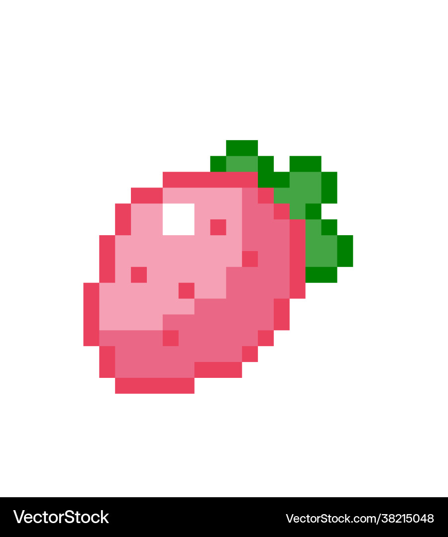Pixel strawberry image for 8 bit game assets Pixel strawberry image for 8 bit game assets vector image