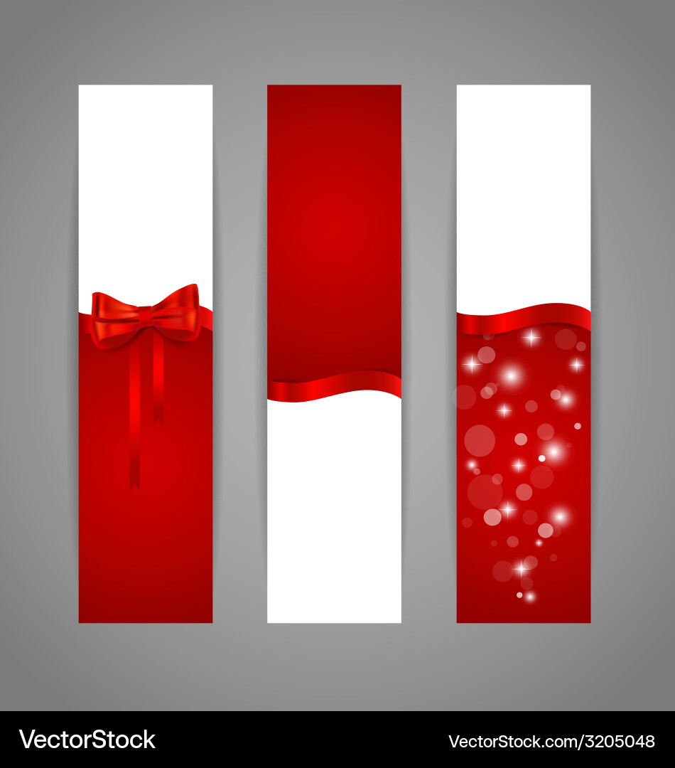 Red Gift Cards with Ribbons Vector Image