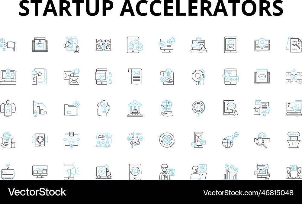 Startup accelerators linear icons set incubator vector image