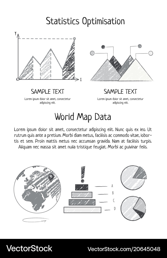 Statistics optimization and world map data poster Statistics optimization and world map data poster vector image