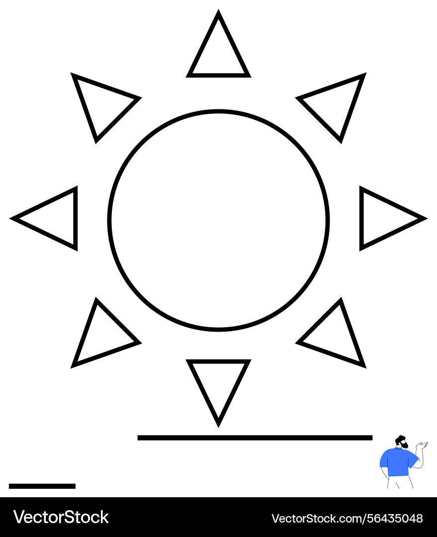 Sun with triangular rays and minimalist figure Sun with triangular rays and minimalist figure vector image