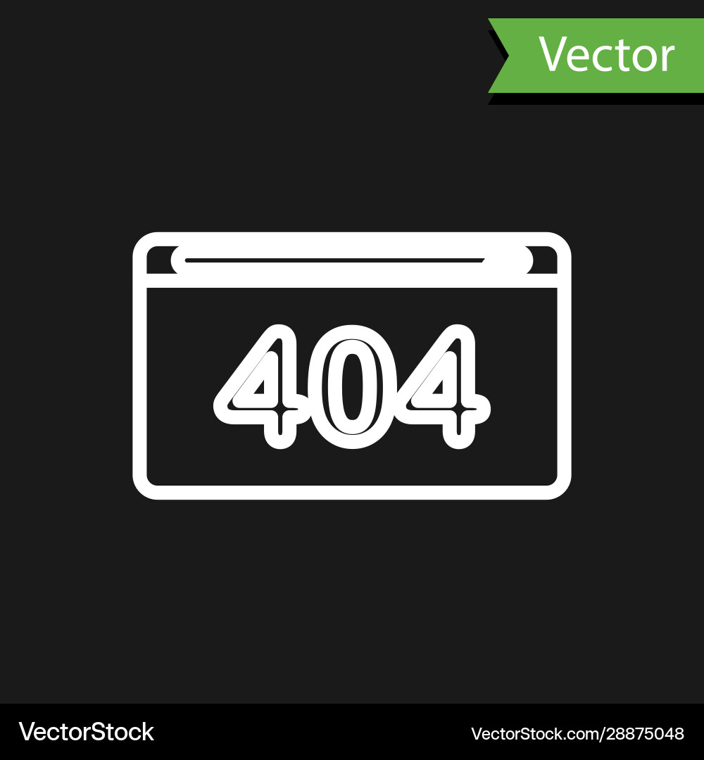 White line page with a 404 error icon isolated White line page with a 404 error icon isolated vector image