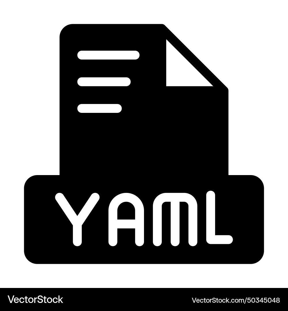 Yaml file icon solid style symbol text vector image