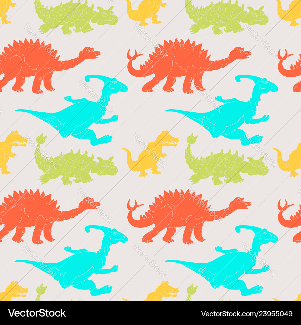 A seamless repeating pattern of dinosaurs A seamless repeating pattern of dinosaurs vector image