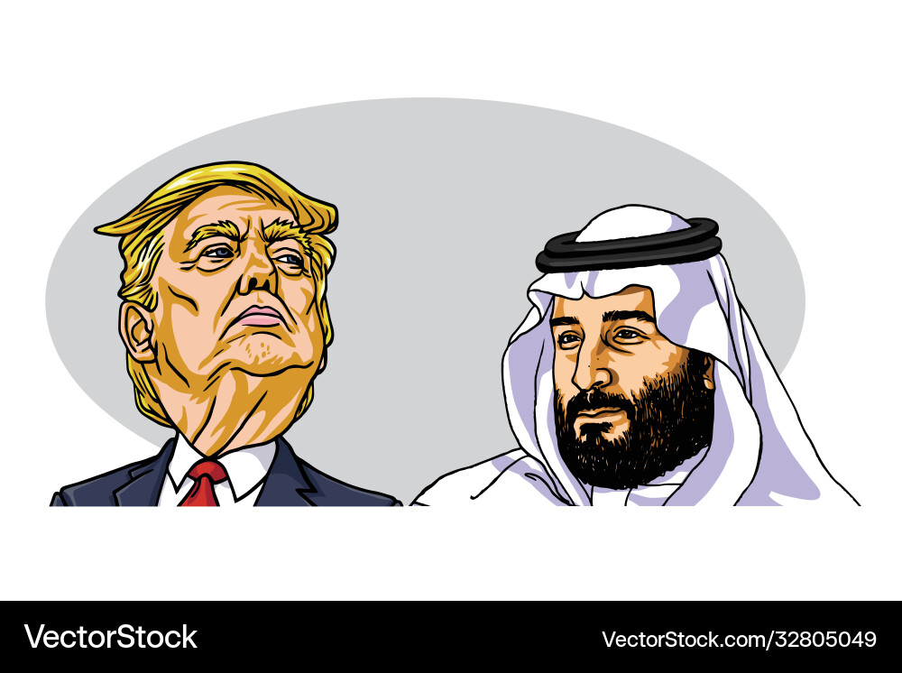 Bin Salman & Trump Cartoon vector image