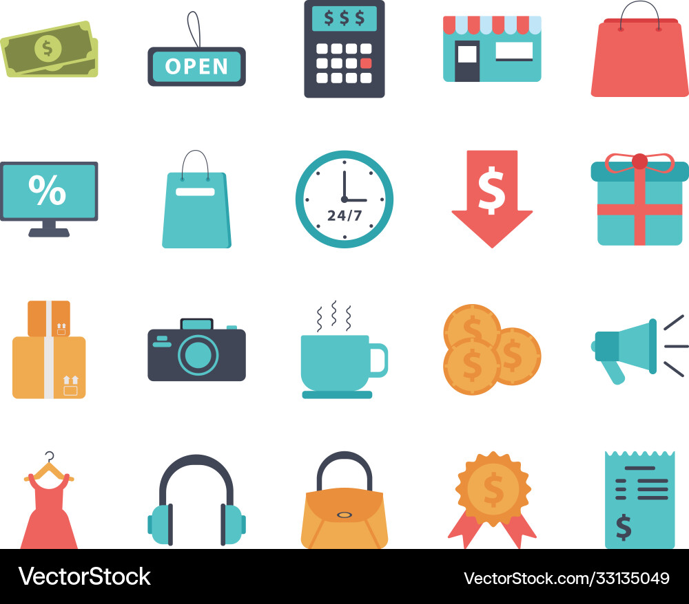 Bundle twenty shopping set collection icons Vector Image