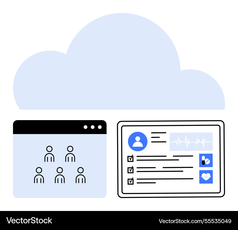 Cloud-based data management with user profiles Cloud-based data management with user profiles vector image
