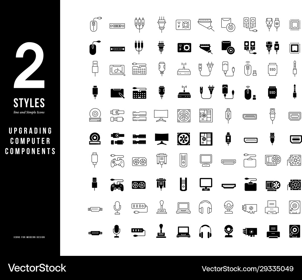 Computer Upgrade Icons - Linear Style vector image