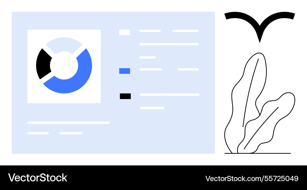 Data dashboard with pie chart and abstract nature Data dashboard with pie chart and abstract nature Vector Image