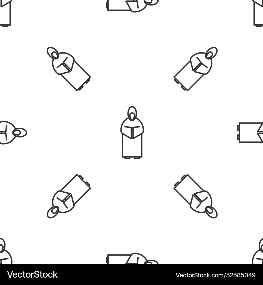 Grey line monk icon isolated seamless pattern Grey line monk icon isolated seamless pattern Vector Image