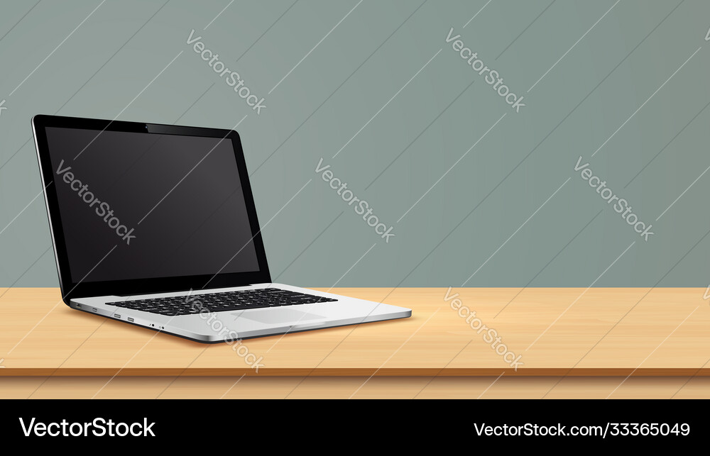 Laptop with blank screen on table Laptop with blank screen on table Vector Image