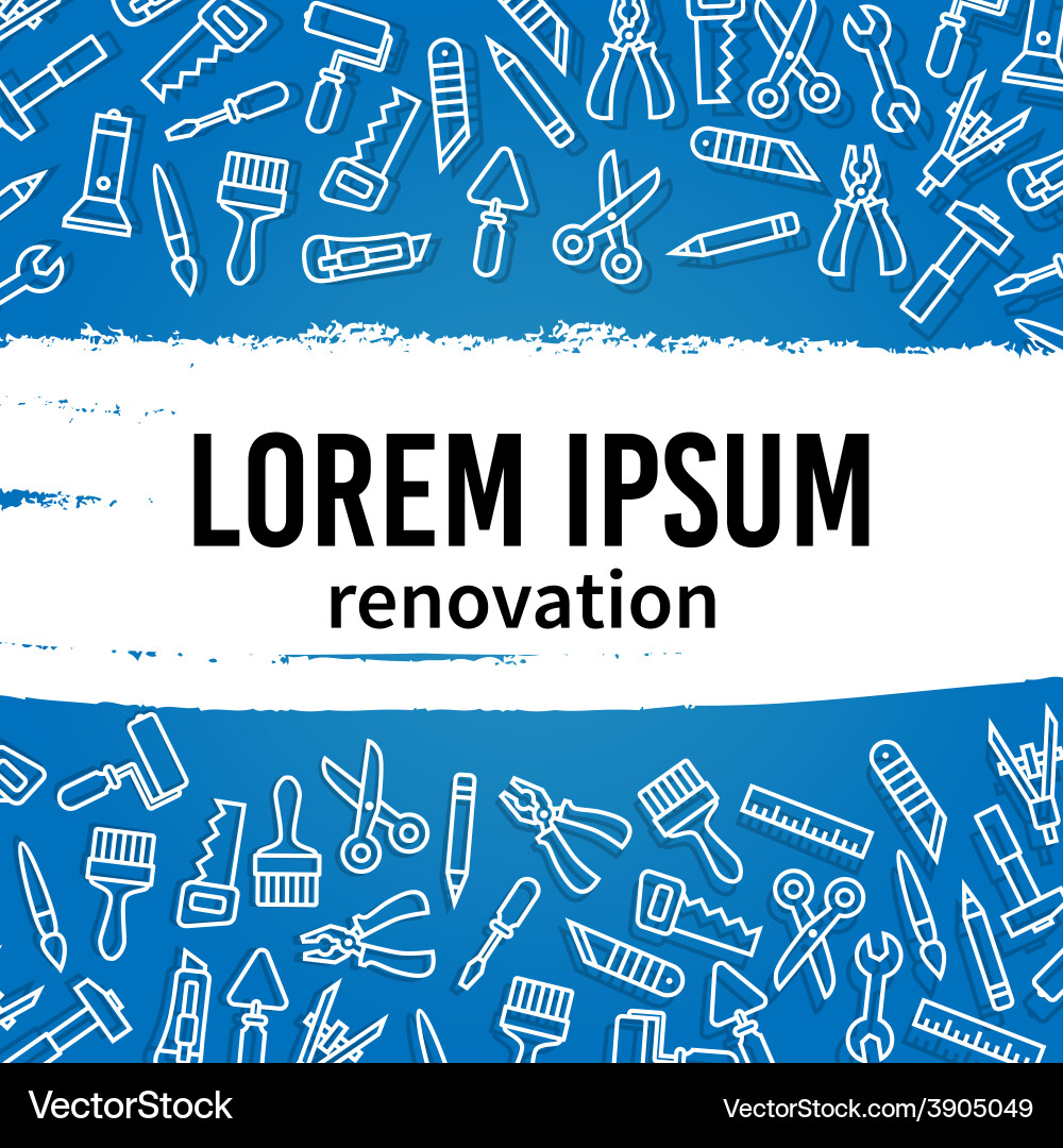 Linear renovation tools with text frame vector image