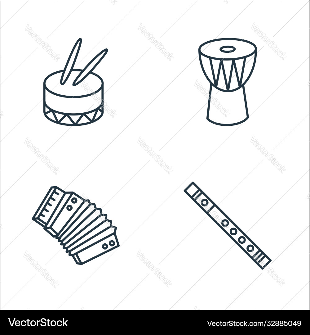 Music instruments line icons linear set quality Music instruments line icons linear set quality vector image