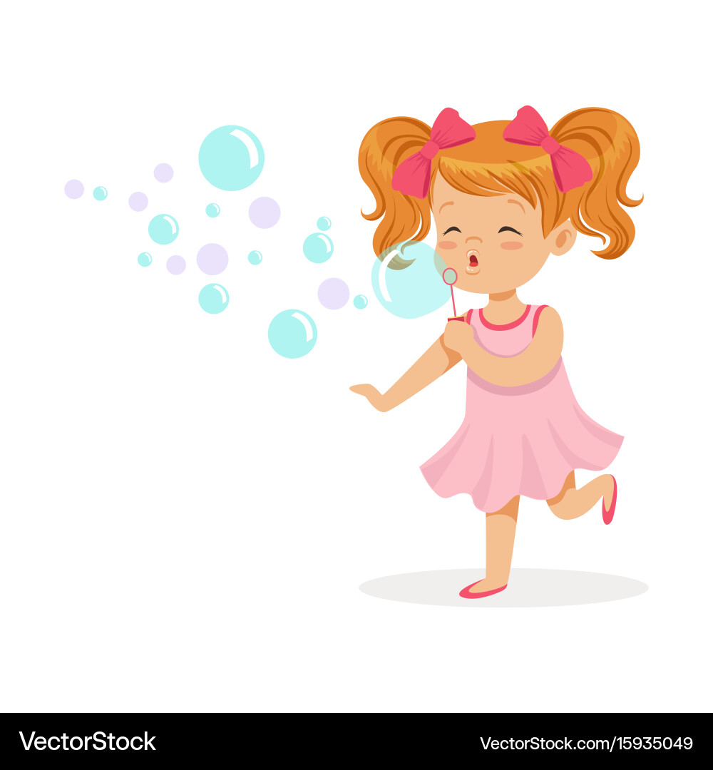 Redhead Girl Blowing Bubbles – Royalty-Free Vector | VectorStock, image size:1000x1080