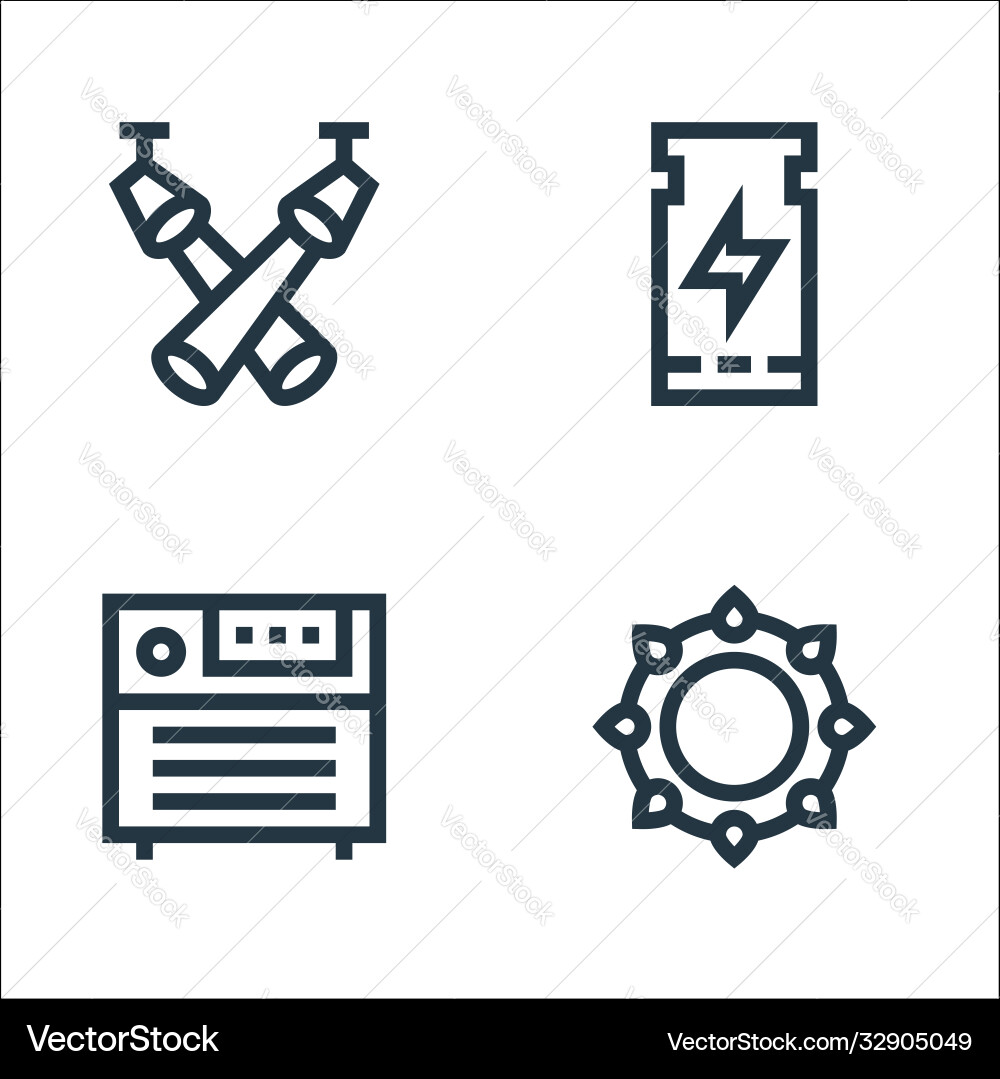 Rock and roll line icons linear set quality Rock and roll line icons linear set quality Vector Image