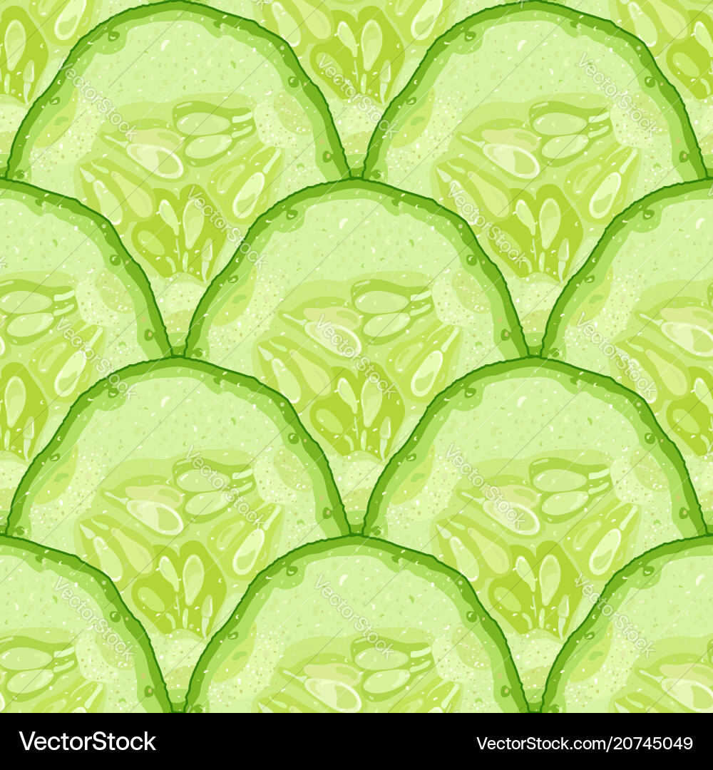 Seamless pattern of cucumber slice Vector Image