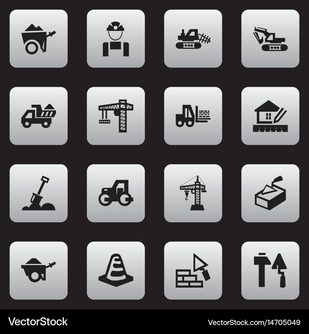 Set of 16 editable structure icons includes vector image
